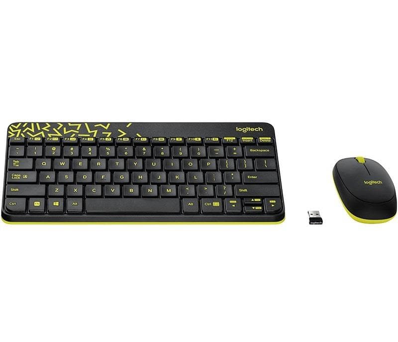 Logitech MK240 Nano Wireless Keyboard Mouse Combo - Black Chartreuse Yellow - Image 1